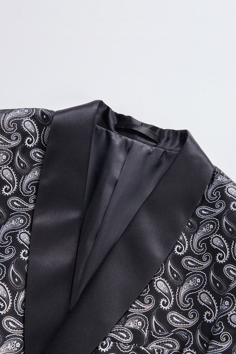 Load image into Gallery viewer, Black Shawl Lapel Print Men&#39;s Blazer