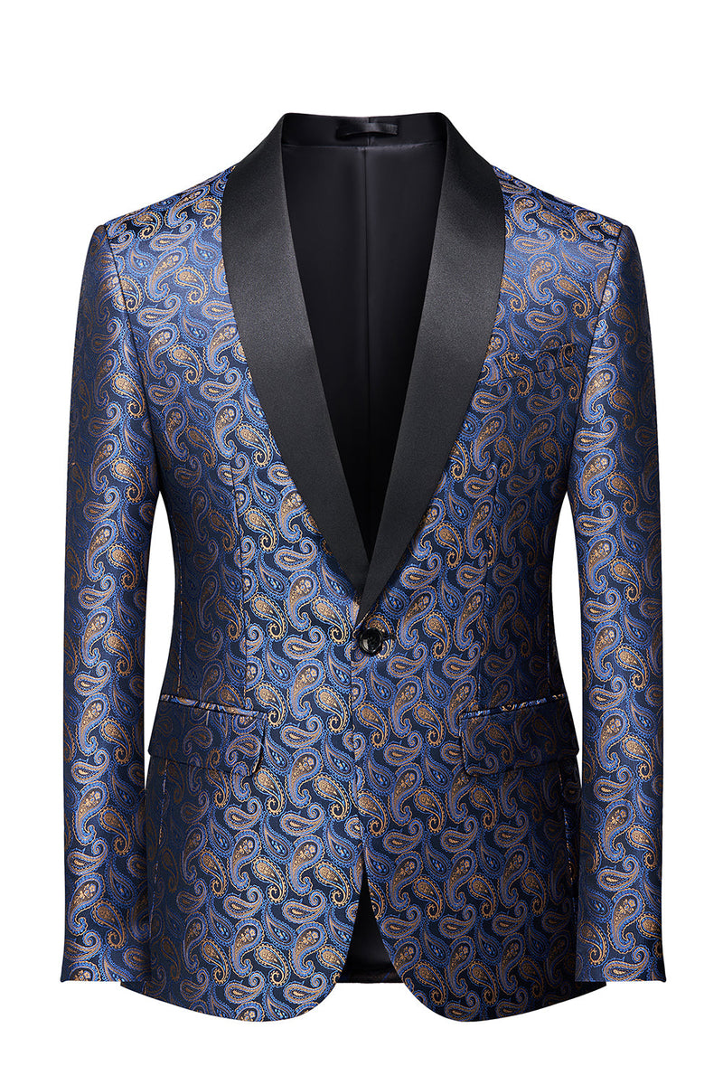 Load image into Gallery viewer, Navy Print Men&#39;s Formal Blazer