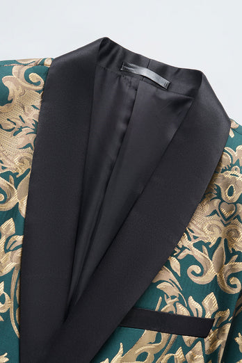 Dark Green Men's Prom Blazer with Embroidery