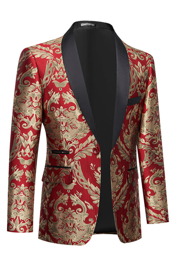 Dark Green Men's Prom Blazer with Embroidery