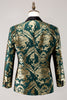 Load image into Gallery viewer, Dark Green Shawl Lapel One Button Jacquard Men&#39;s Prom Blazer