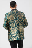 Shawl Lapel Dark Green One Button Jacquard Men's Blazer