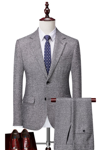 Grey Double Breasted 3 Pieces Men's Suit