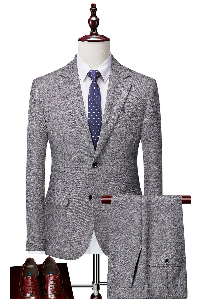 Load image into Gallery viewer, Grey Double Breasted 3 Pieces Men&#39;s Suit