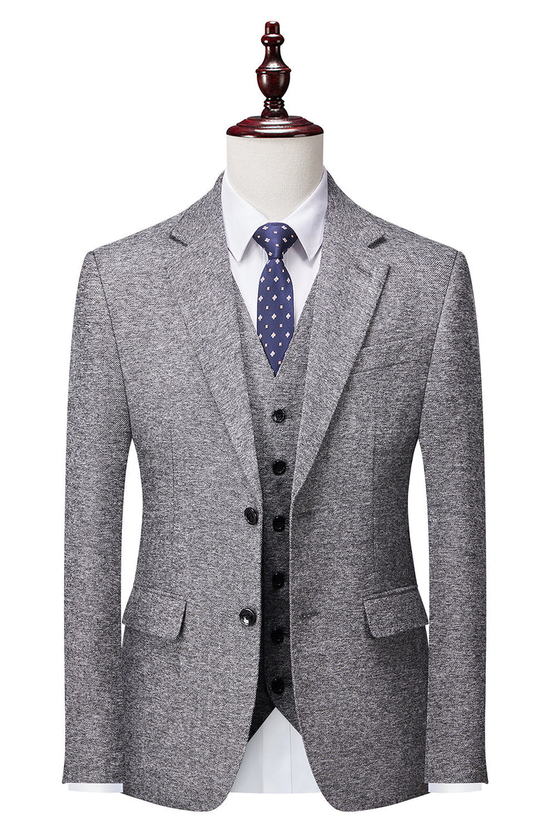 Load image into Gallery viewer, Grey Double Breasted 3 Pieces Men&#39;s Suit