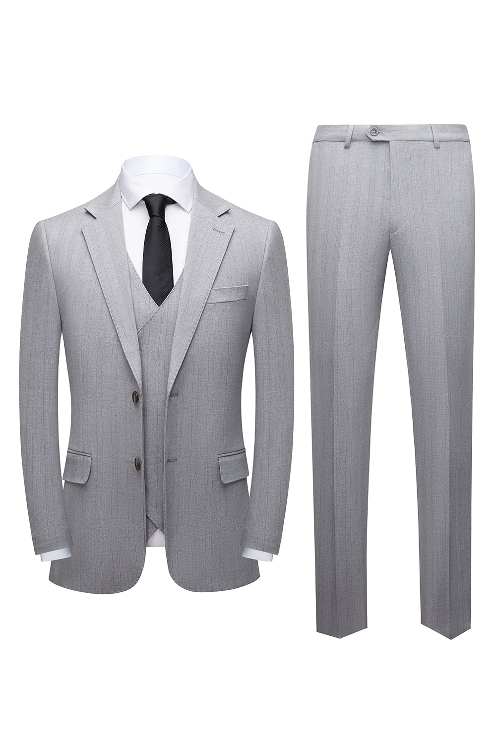 Simple Grey Shawl Lapel 3 Piece Men's Suit Set