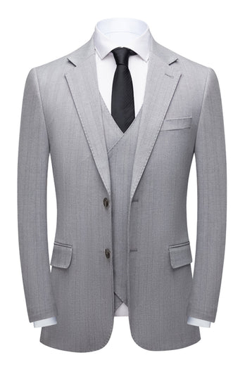 Simple Grey Shawl Lapel 3 Piece Men's Suit Set