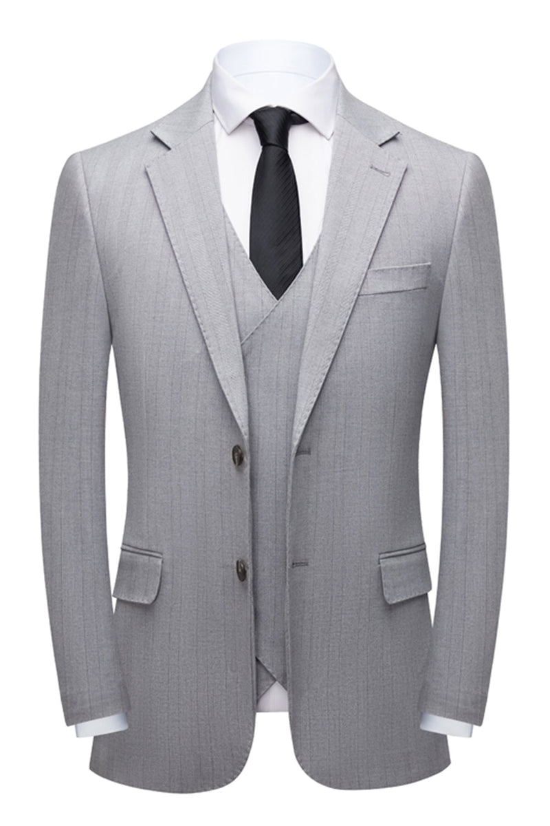 Load image into Gallery viewer, Simple Grey Shawl Lapel 3 Piece Men&#39;s Suit Set