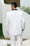 White One Button Shawl Lapel 3 Pieces Men's Wedding Suits