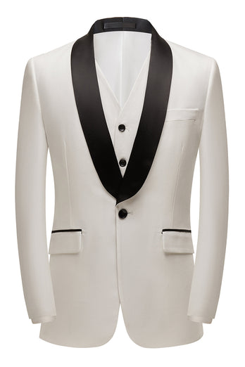 White Shawl Lapel 3 Pieces Men's Suits