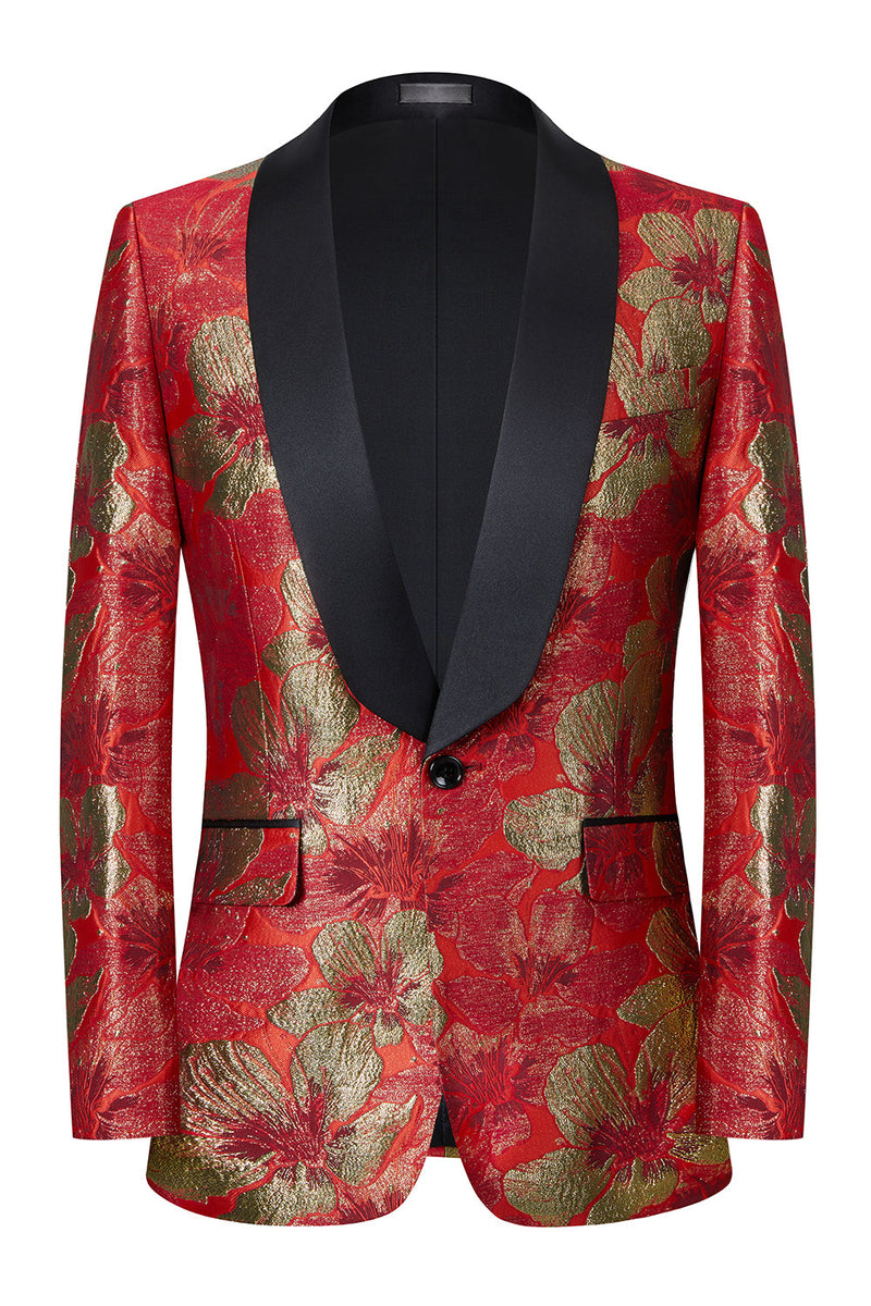 Load image into Gallery viewer, Red Jacquard 2 Pieces Shawl Lapel Men&#39;s Suits