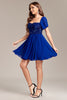 Load image into Gallery viewer, Sparkly Royal Blue Sequins Short Graduation Dress