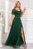 Load image into Gallery viewer, Sparkly Dark Green A Line Long Prom Dress With Slit