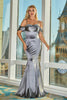 Load image into Gallery viewer, Grey Mermaid Off the Shoulder Long Prom Dress