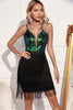 Load image into Gallery viewer, Sparkly Green Black Fringed Sequins Short Graduation Dress