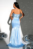 Load image into Gallery viewer, Sparkly Blue Strapless Mermaid Long Prom Dress with Slit