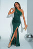 Load image into Gallery viewer, Mermaid Green One Shoulder Long Prom Dress with Slit