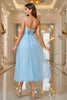 Load image into Gallery viewer, Sky Blue A Line Corset One Shoulder Prom Dress