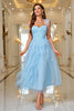 Load image into Gallery viewer, Sky Blue A Line Corset One Shoulder Prom Dress