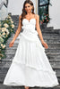 Load image into Gallery viewer, White A Line Spaghetti Straps Simple Long Prom Dress