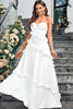 Load image into Gallery viewer, White A Line Spaghetti Straps Simple Long Prom Dress