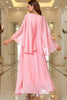 Load image into Gallery viewer, Elegant Pink A Line V Neck Shawl Sleeve Long Prom Dress