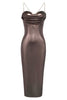 Load image into Gallery viewer, Dark Brown Bodycon Spaghetti Straps Long Prom Dress with Slit