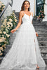 Load image into Gallery viewer, White A Line Spaghetti Straps Tulle Long Prom Dress with Slit