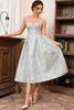 Load image into Gallery viewer, Light Blue A Line Sweetheart Spaghetti Straps Long Prom Dress