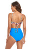 Load image into Gallery viewer, Blue Spaghetti Straps One Piece Print Floral High Waist Swimsuit