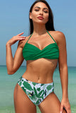Tropical Push Up High Waisted Print Two Piece Bikini Swimsuit
