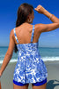 Load image into Gallery viewer, Summer Beach Blue V Neck Print Vest Style Tankini Swimsuit