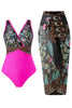 Load image into Gallery viewer, Black Flower 2-Piece Boho Push Up Print Halter Strap Swimsuits