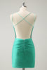 Load image into Gallery viewer, Green Spaghetti Straps Backless Tight Graduation Dress with Beading