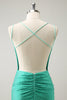 Load image into Gallery viewer, Green Spaghetti Straps Backless Tight Graduation Dress with Beading