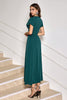 Load image into Gallery viewer, Dark Green V-Neck Midi Cocktail Party Dress with Short Sleeves