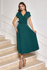 Load image into Gallery viewer, Dark Green A-Line Mother of Bride Dress with Short Sleeves