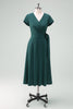 Load image into Gallery viewer, Dark Green A-Line Mother of Bride Dress with Short Sleeves