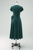 Load image into Gallery viewer, Dark Green A-Line Mother of Bride Dress with Short Sleeves