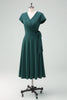 Load image into Gallery viewer, Dark Green A-Line Mother of Bride Dress with Short Sleeves