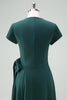 Load image into Gallery viewer, Dark Green A-Line Mother of Bride Dress with Short Sleeves