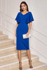 Load image into Gallery viewer, Royal Blue Bodycon Mum of Bride Dress with Short Sleeves