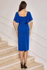 Load image into Gallery viewer, Royal Blue Bodycon V Neck Midi Mother of Bride Dress with Short Sleeves