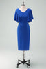 Load image into Gallery viewer, Royal Blue Bodycon Mother of Bride Dress with Short Sleeves