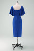 Load image into Gallery viewer, Royal Blue Bodycon Mother of Bride Dress with Short Sleeves