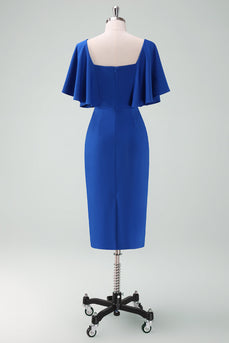 Royal Blue Bodycon Mother of Bride Dress with Short Sleeves