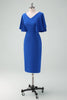 Load image into Gallery viewer, Royal Blue Bodycon Mother of Bride Dress with Short Sleeves