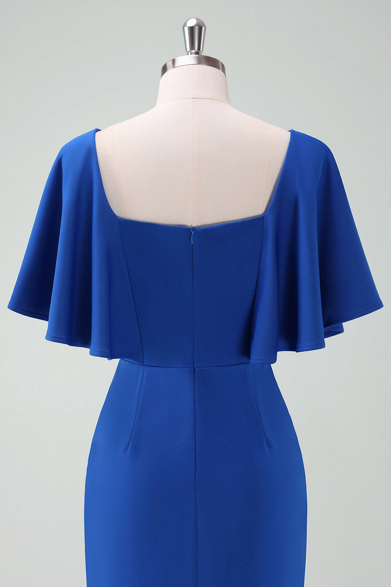 Load image into Gallery viewer, Royal Blue Bodycon Mother of Bride Dress with Short Sleeves