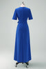 Load image into Gallery viewer, Royal Blue V-Neck Long Mother of Bride Dress with Short Sleeves