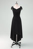 Load image into Gallery viewer, Black High-Low Party Dress with Cap Sleeves